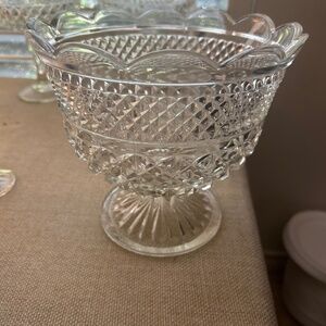 Vintage Wexford, Crystal Footed Bowl, Anchor Hocking 1960s